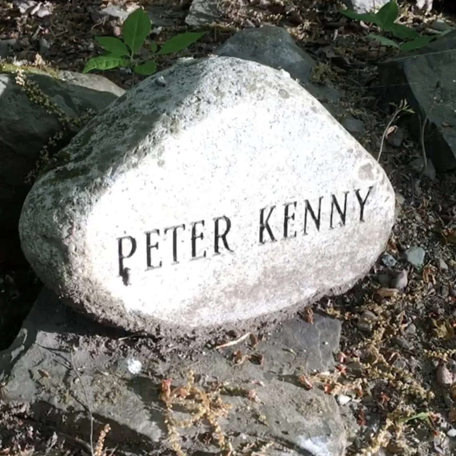 Engraved memorial stone at Easton Mountain